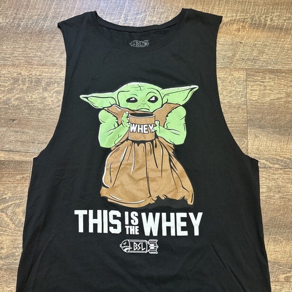 Star Wars Men’s Baby Yoda Gym Tank Cut Off Graphic This Is The Whey Size Large - Picture 1 of 4